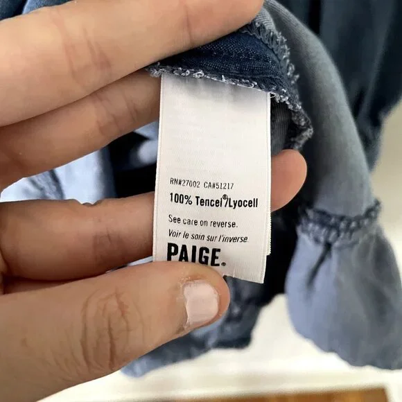 Paige denim long sleeved dress wraparound style v-neck tie waist casual dress - Picture 6 of 7